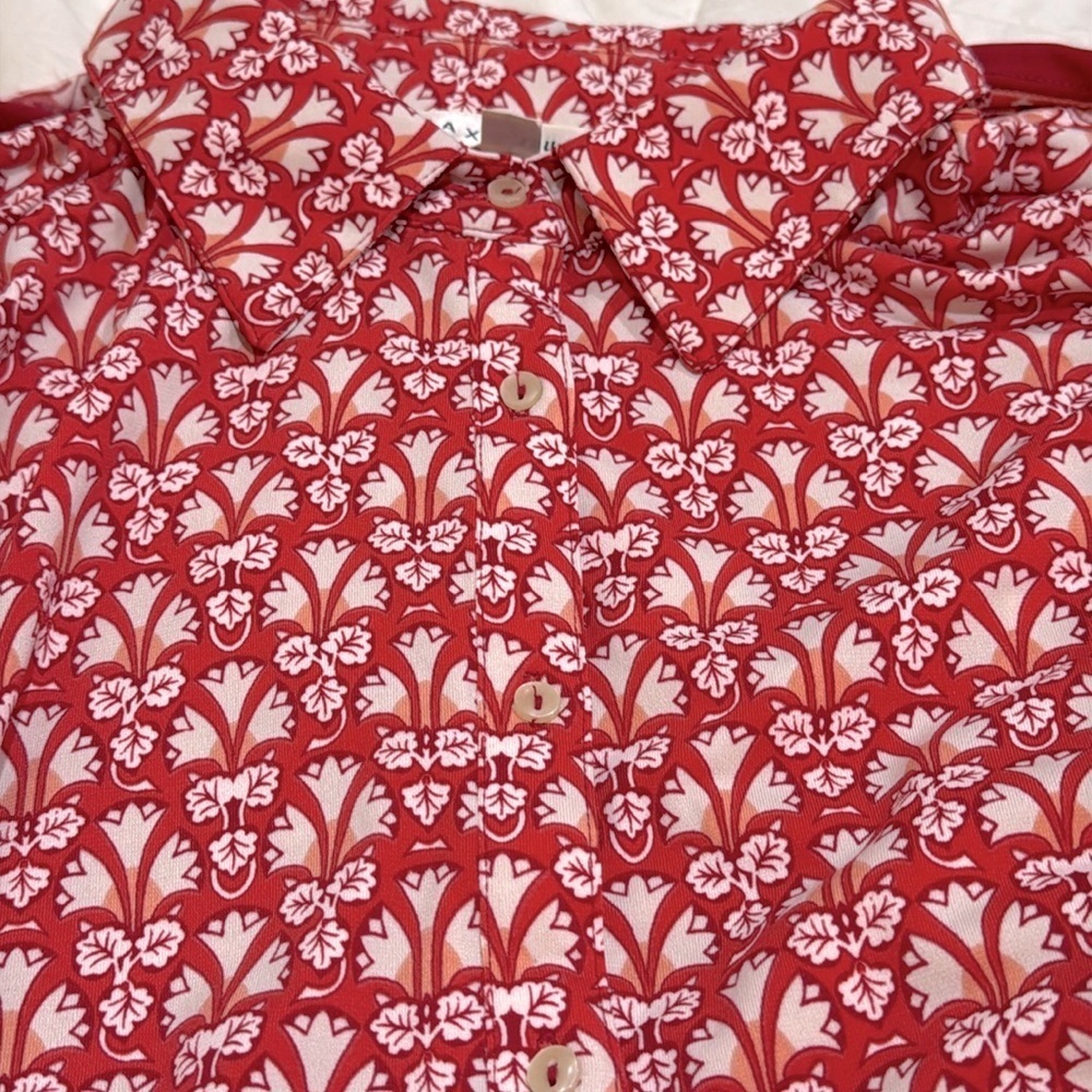 Max Studio Red and White pattern Dress sz L Like new - Picture 4 of 4
